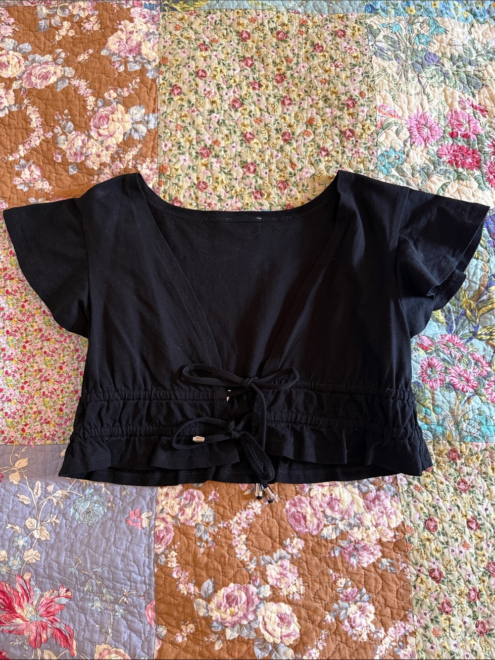 Princess Polly Black Cotton Tie-Front Women’s Crop Top